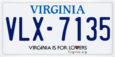 VA license plate VLX7135