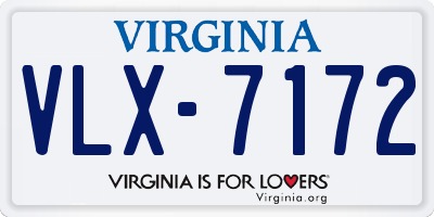 VA license plate VLX7172