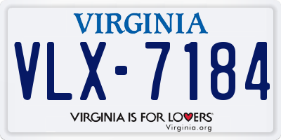 VA license plate VLX7184