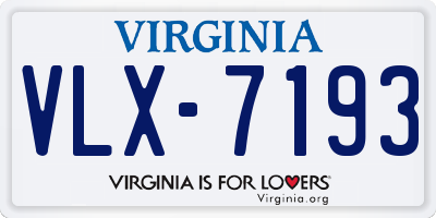 VA license plate VLX7193