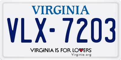 VA license plate VLX7203