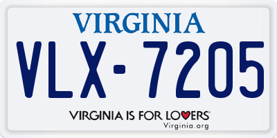 VA license plate VLX7205