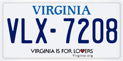 VA license plate VLX7208