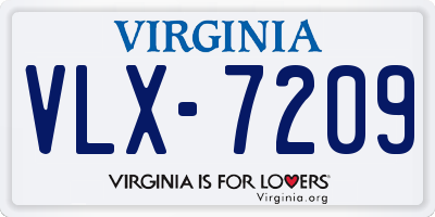 VA license plate VLX7209