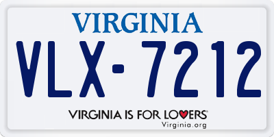 VA license plate VLX7212