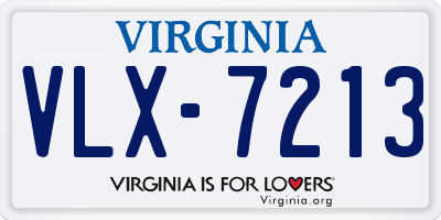 VA license plate VLX7213