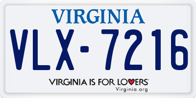 VA license plate VLX7216