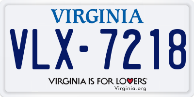 VA license plate VLX7218