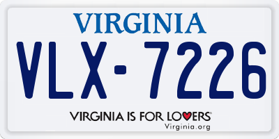 VA license plate VLX7226