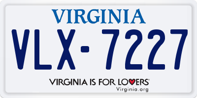 VA license plate VLX7227