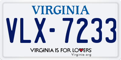 VA license plate VLX7233