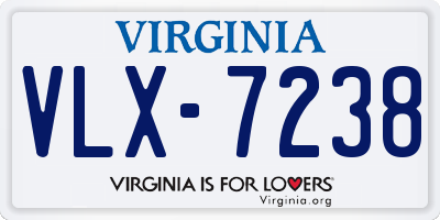 VA license plate VLX7238