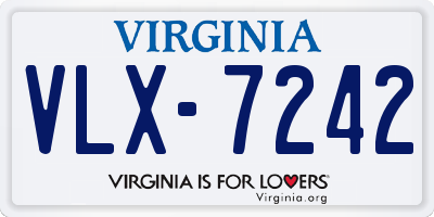 VA license plate VLX7242