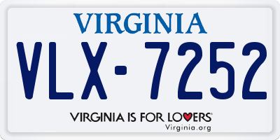 VA license plate VLX7252