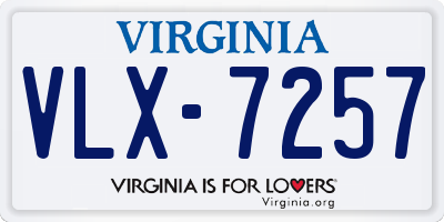 VA license plate VLX7257