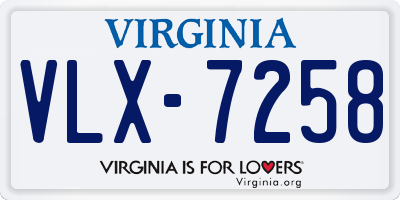 VA license plate VLX7258