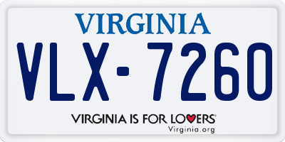 VA license plate VLX7260