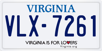 VA license plate VLX7261