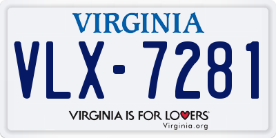 VA license plate VLX7281