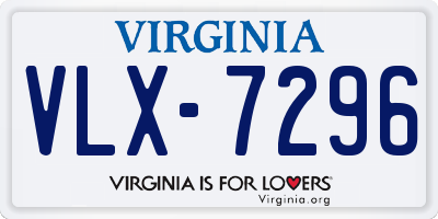 VA license plate VLX7296