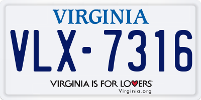 VA license plate VLX7316