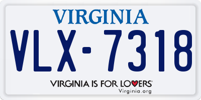 VA license plate VLX7318