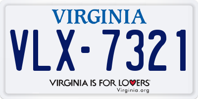 VA license plate VLX7321