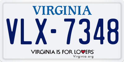 VA license plate VLX7348