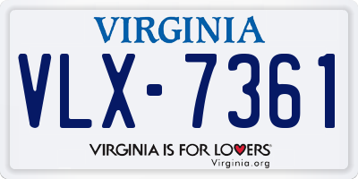 VA license plate VLX7361