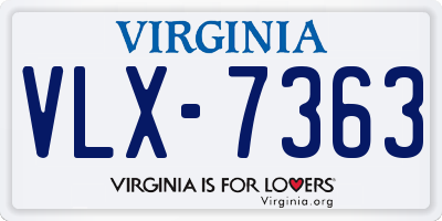 VA license plate VLX7363