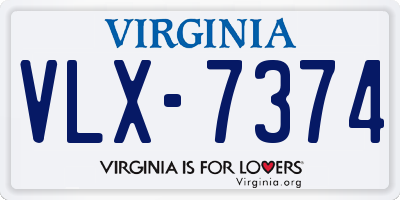 VA license plate VLX7374