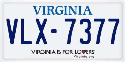 VA license plate VLX7377
