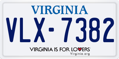 VA license plate VLX7382