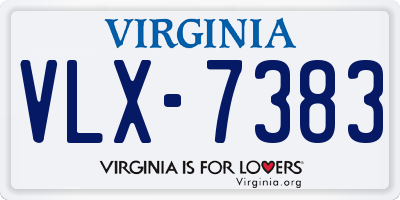 VA license plate VLX7383