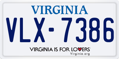 VA license plate VLX7386