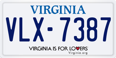 VA license plate VLX7387