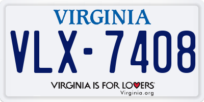 VA license plate VLX7408