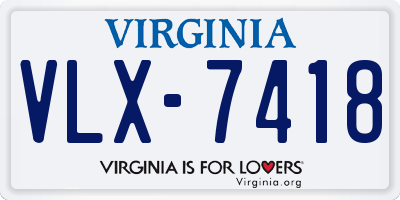 VA license plate VLX7418