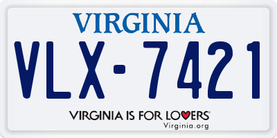 VA license plate VLX7421