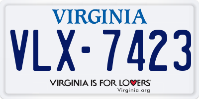 VA license plate VLX7423