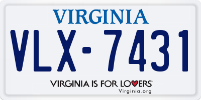 VA license plate VLX7431