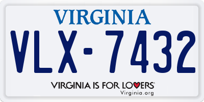 VA license plate VLX7432