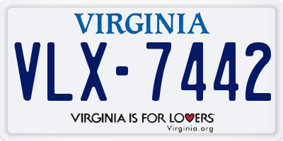 VA license plate VLX7442