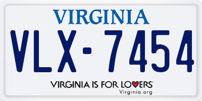 VA license plate VLX7454