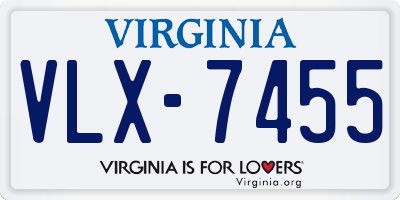 VA license plate VLX7455