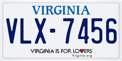VA license plate VLX7456