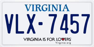 VA license plate VLX7457