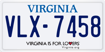 VA license plate VLX7458