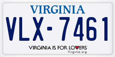 VA license plate VLX7461