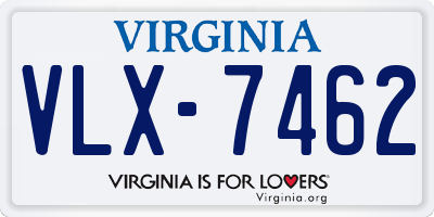 VA license plate VLX7462